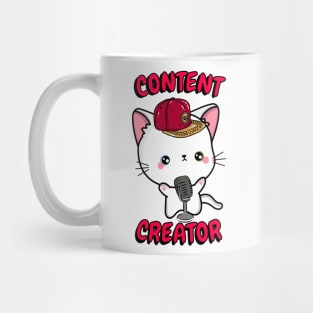 Cute White cat is a content creator Mug